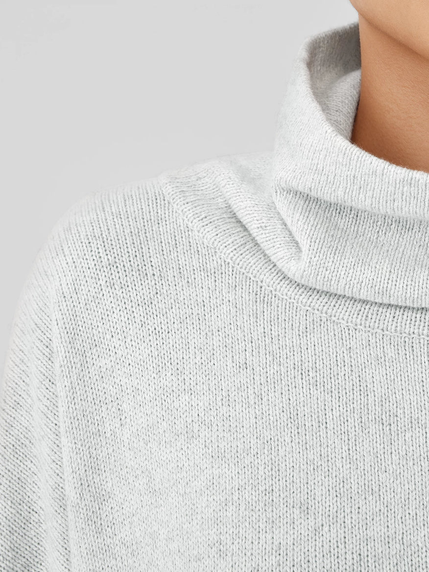 COTTON AND RECYCLED CASHMERE TURTLENECK BOX TOP