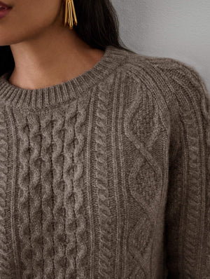 LUXE CASHMERE CABLE CREWNECK