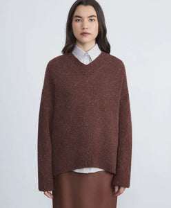 RESPONSIBLE CASHMERE-WOOL DONEGAL V-NECK SWEATER