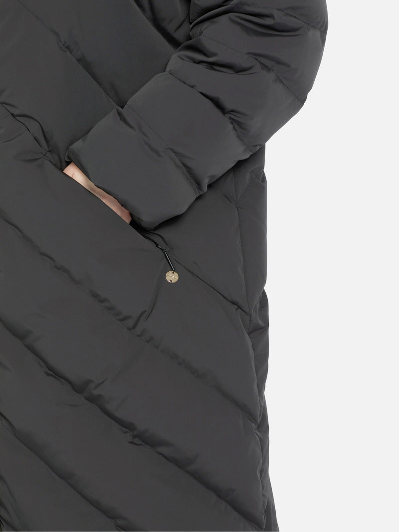 BLACK QUILTED COAT WITH DOWN FILLING