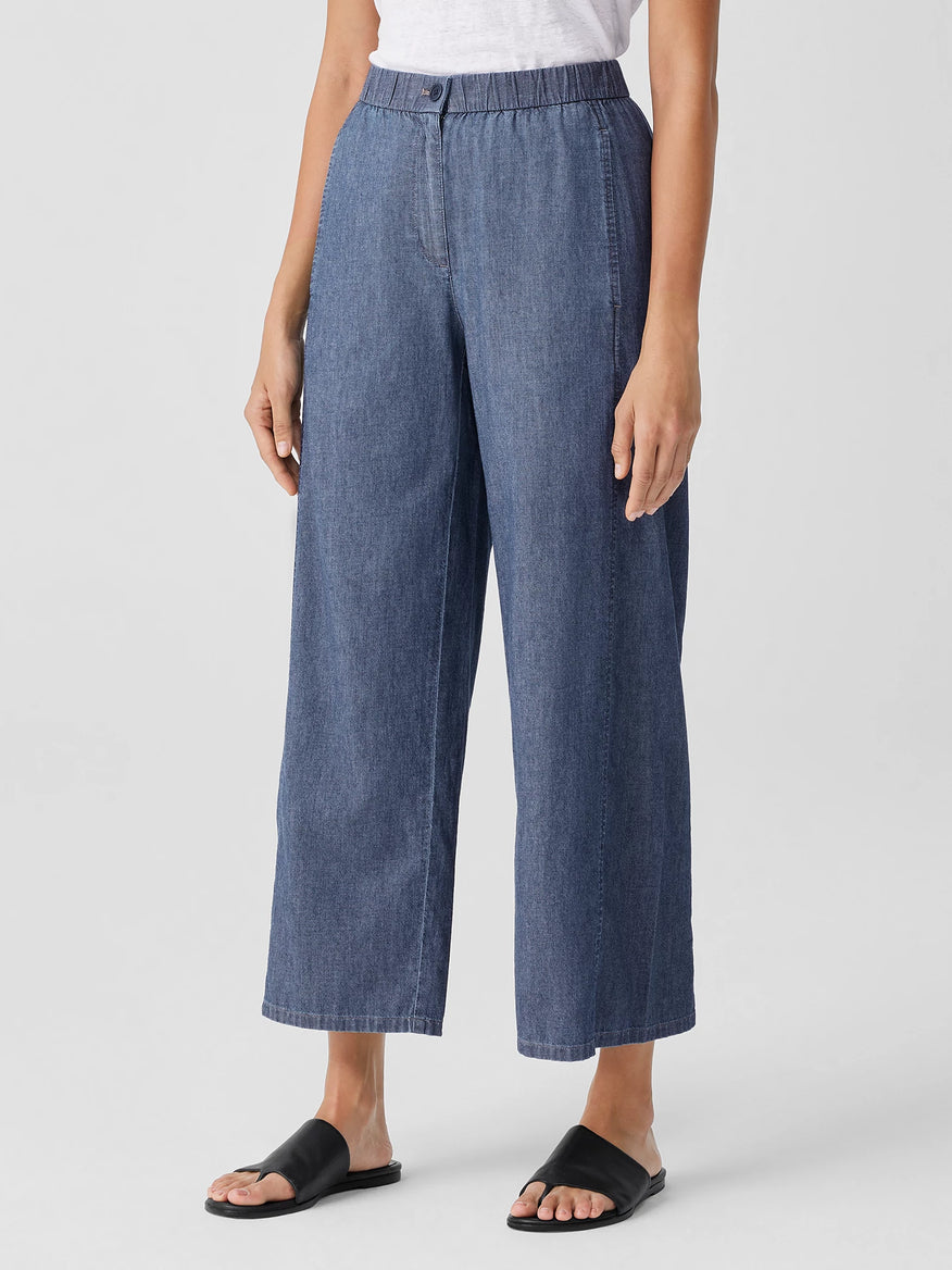 AIRY ORGANIC COTTON TWILL WIDE TROUSER PANT