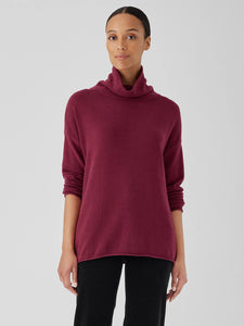 COTTON AND RECYCLED CASHMERE TURTLENECK LONG TOP