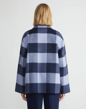 GINGHAM WOOL-CASHMERE DOUBLE FACE OVERSIZED SWING COAT