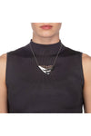Liquid Rhodium with Stitched Edges Plate Pendant Necklace by Alexis Bittar at Jophiel