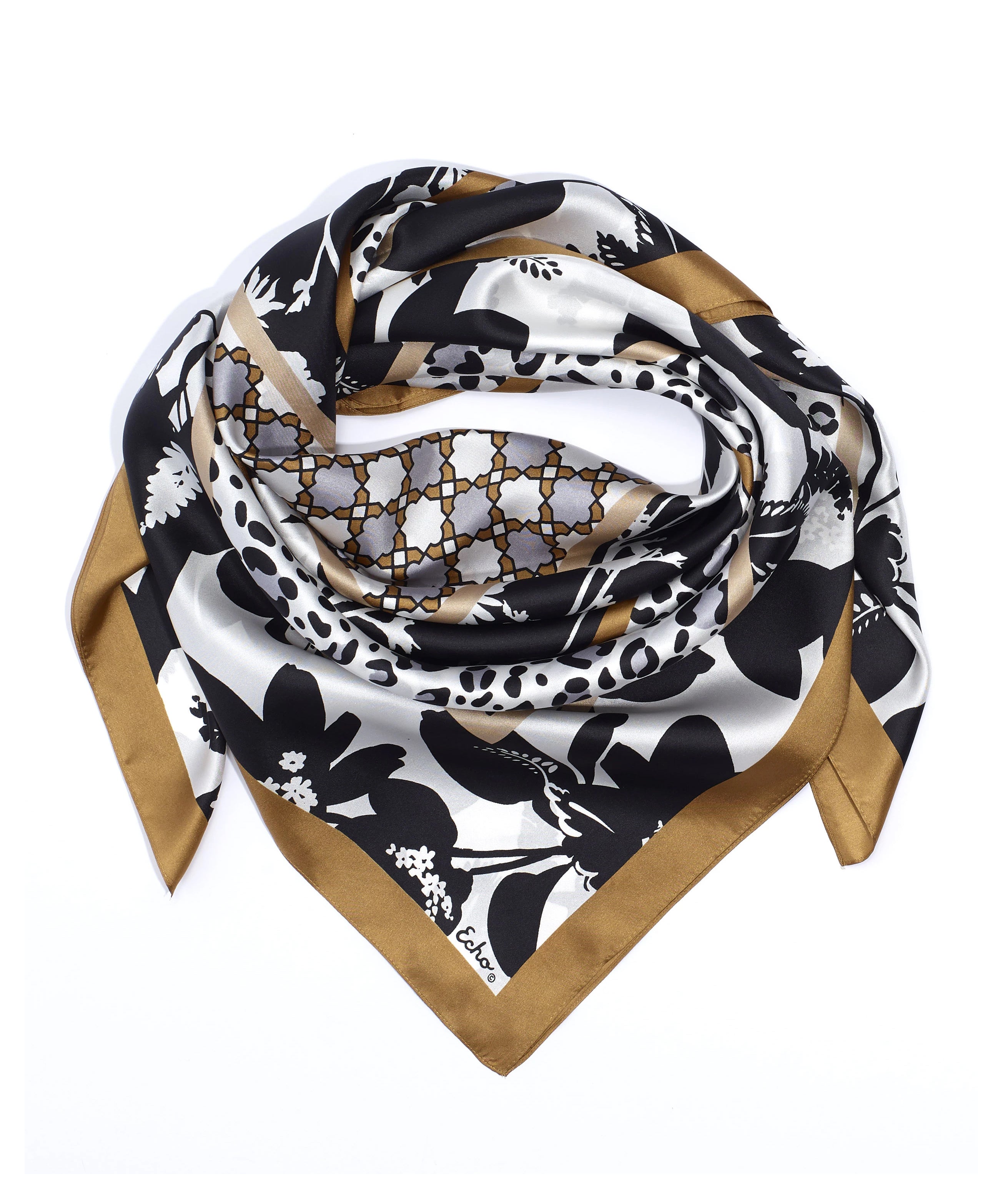 SCARF - FLORAL PATCH SILK SQUARE