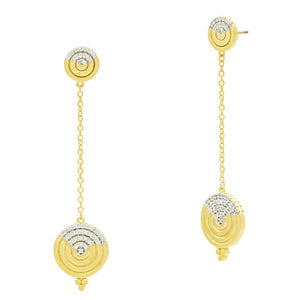 Fleur Bloom EMPIRE Circular Ring Long Drop Earrings by Freida Rothman at Jophiel