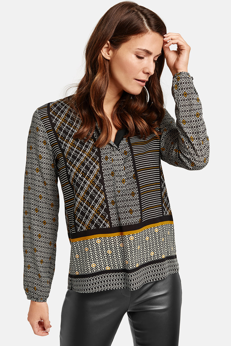 Long Sleeve Blouse with a Patchwork Pattern by Gerry Weber at Jophiel