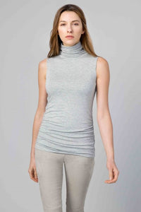 Kinross Cashmere Ruched Sleeveless Funnel