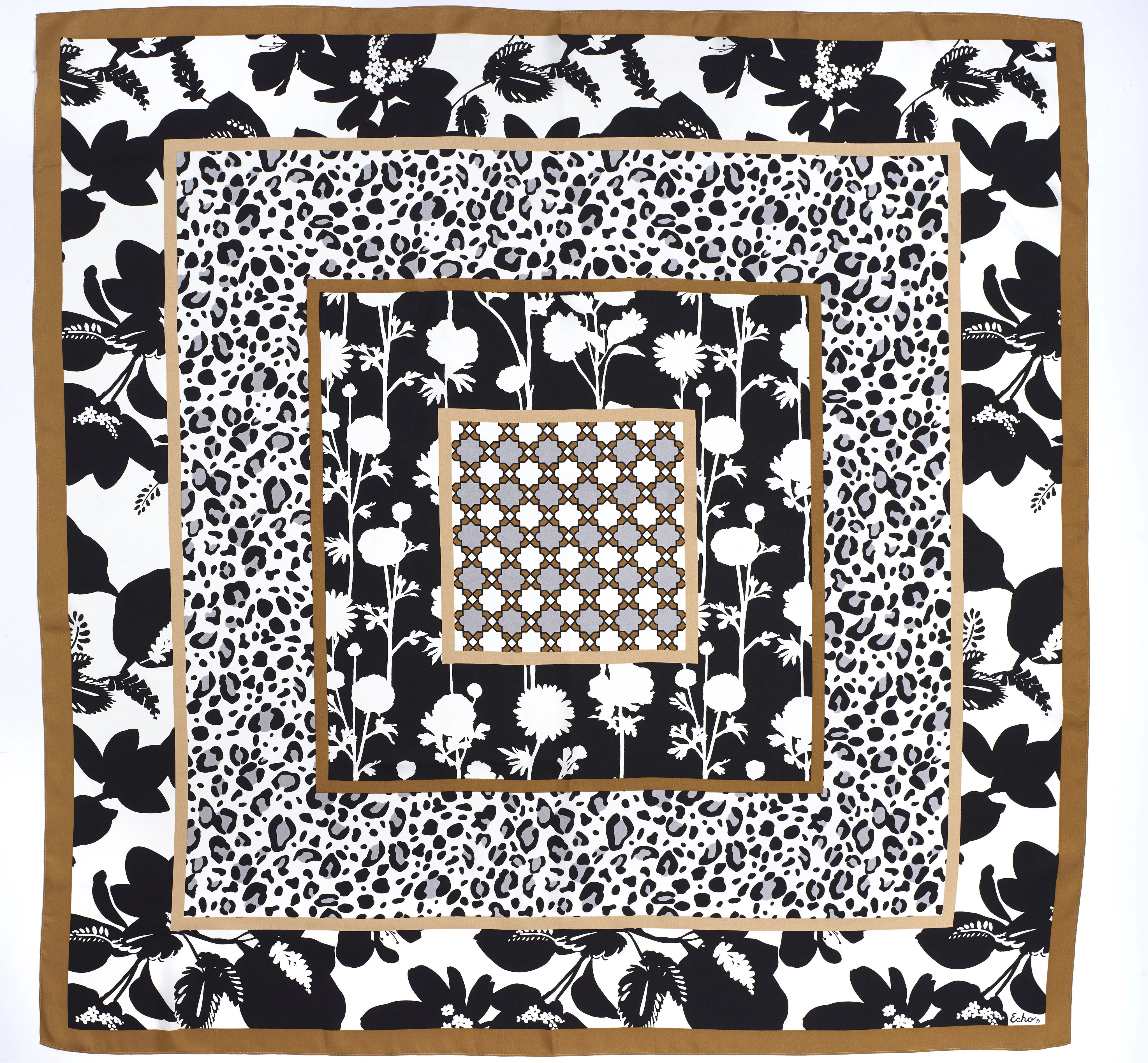 SCARF - FLORAL PATCH SILK SQUARE